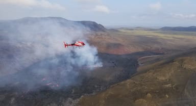 Thumbnail about Helicopter flying over 2023 Volcanic eruption