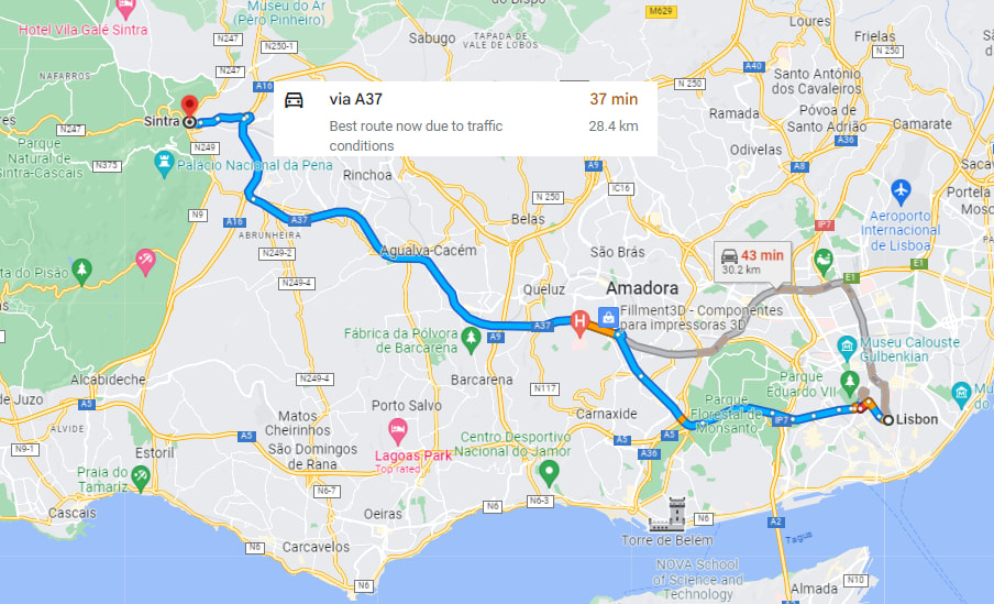 How far is Sintra from Lisbon