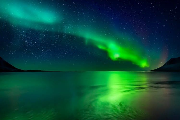 Aurora Borealis above the sea