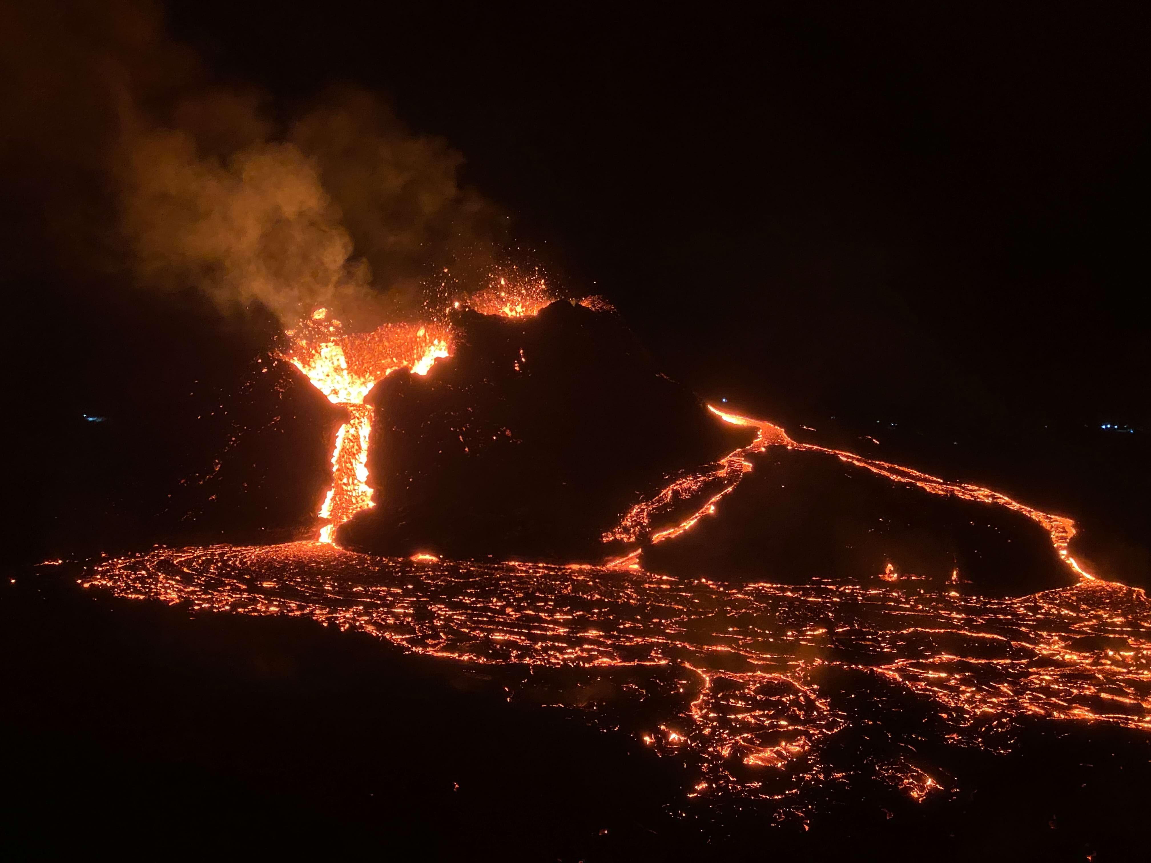 Volcano erupting in Iceland