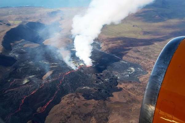 Volcano in Iceland from an airplane