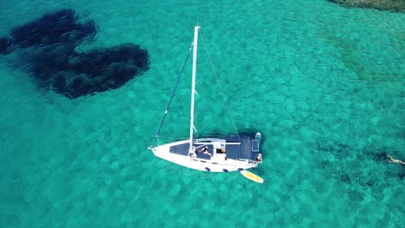 Cover image for the "Mallorca adventure: Sailing Tour Small Group, Drinks, food, Swim Clear Water! experience