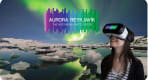 Thumbnail about Northern Lights over Iceland; visitor to Aurora Reykjavík wearing the VR headset with 360° Northern Lights