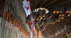 Thumbnail about Interior of the Basilica of Guadalupe with its emblematic lamps and flags