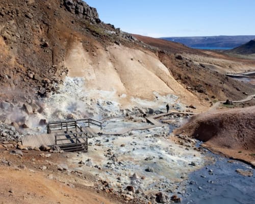 hot springs in the nature during summer