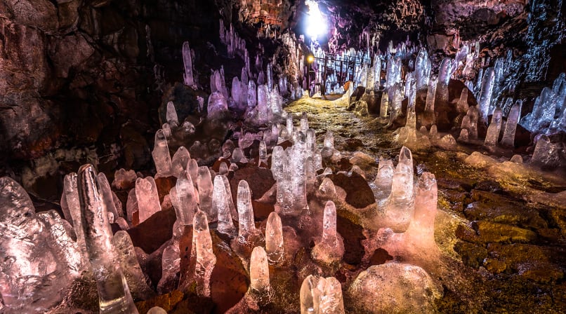 Lava Tunnel with ice in the winter