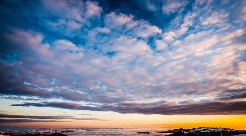 The landscape and the sky during sunset of Langjokull glacier tour from reykjavik