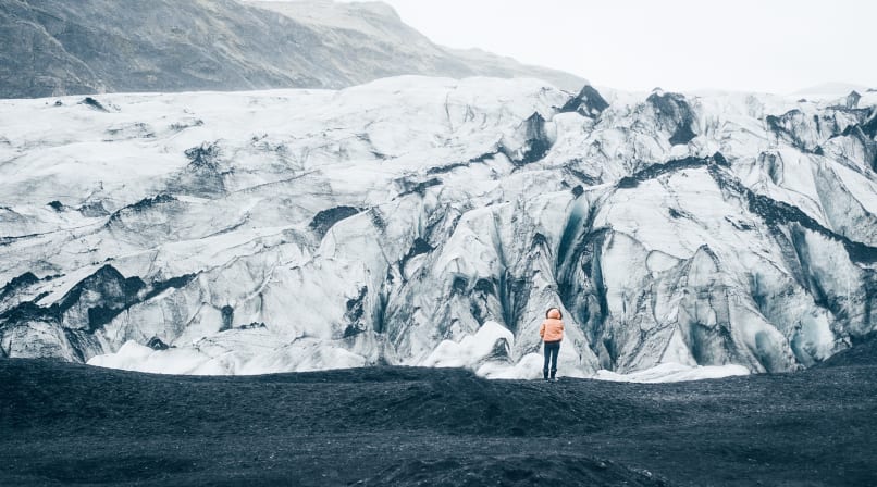 Being alone in the world at Sólheimajökull glacier