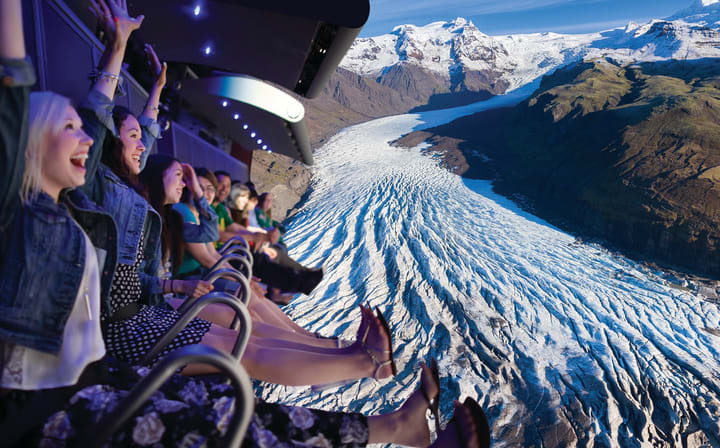 Riders soaring over a breathtaking view of Iceland