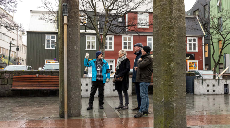 A group of guests at Ingolfur Square