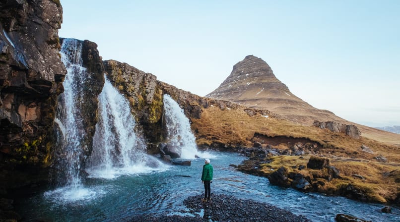 Enjoying nature at Kirkjufell Snæfellsnes Peninsula