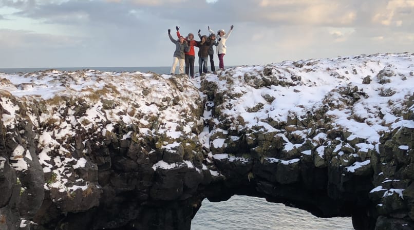 Standing on top of an natural arch at Snæfellsnes peninsula