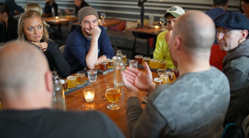 A group of guests enjoying themselves on The Reykjavik Beer & Booze Tour