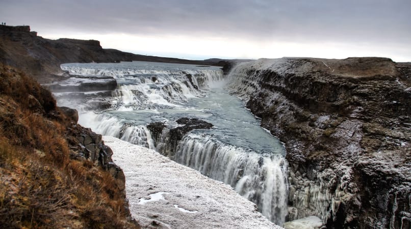 Gullfoss Waterfall in winter 