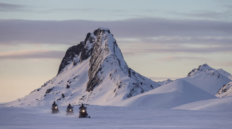 Exhilarating snowmobile ride after the Golden Circle