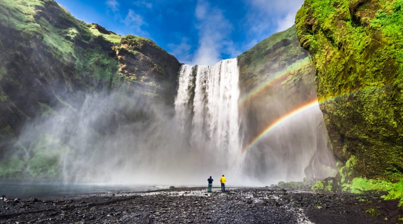Skogafoss waterfall in summer