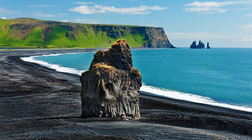 Reynisfjara Black sand Beach in South Shore of Iceland