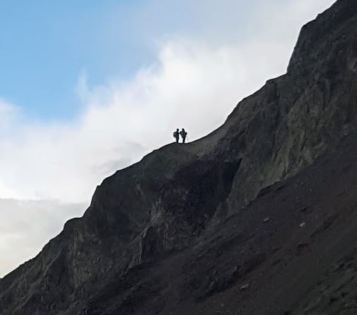 Hikers on the way up Bláhnúkur photo taken in Grænagi