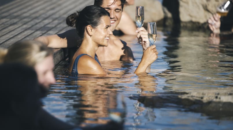 We offer drinks  directly into the lounge pool.  Always perfectly cozy in all weather