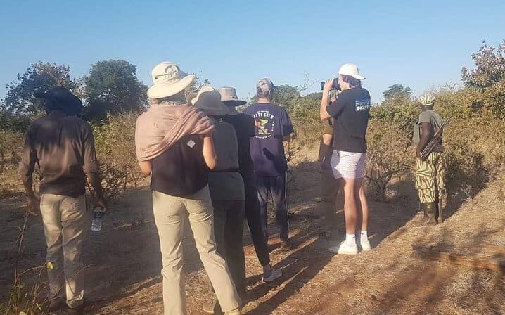 Sighting White Rhinocerous on Walking Safari in the Mosi-Oa-Tunya National Park- Livingstone Zambia