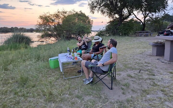 At picnic site on parameters of Zambezi River after Rhino Walking Safari