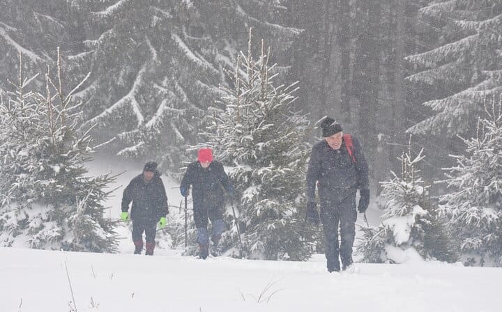 Hiking in the snow