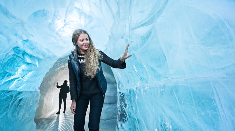 Exploring a real indoors ice cave at Wonders of Iceland exhibition