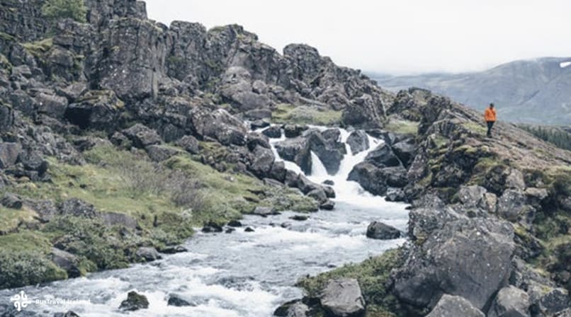Öxará River in Almannagjá fissure, Thingvellir National Park