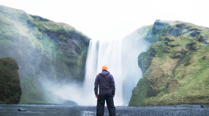 Starstruck at the 60 meter drop of Skógarfoss waterfall