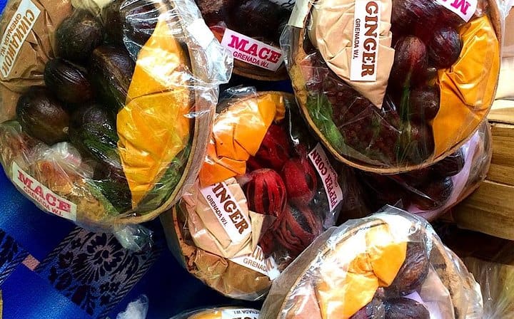 Calabashes contain local spices.