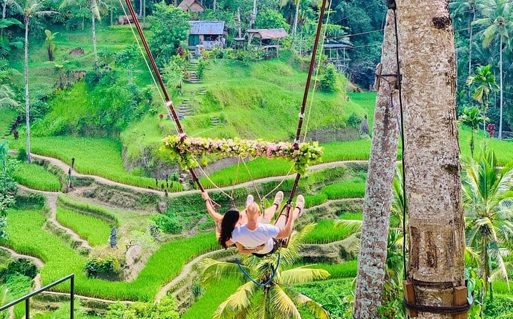 Rice terrace couple swing acitvity