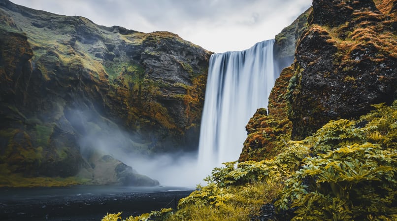 Beautiful Skógarfoss waterfall Iceland
