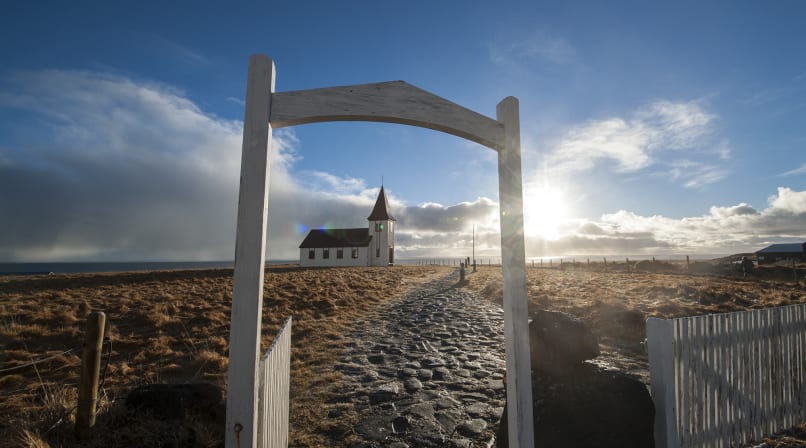 Ingjaldshólskirkja at the foot of Snæfellsjökull glacier
