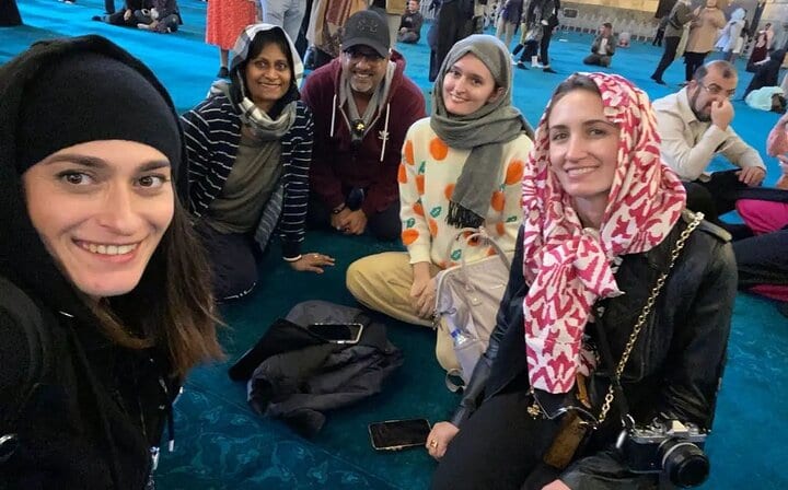 Participants inside of the Blue Mosque
