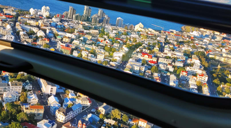 Flying over Reykjavik
