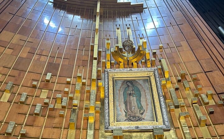 Close-up view of the Image of the Virgin of Guadalupe