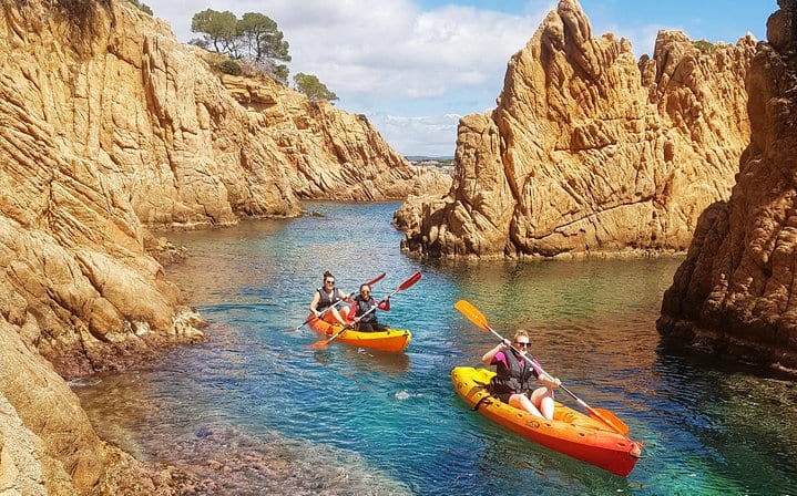 Gently propelling among sand rock formations in the Costa Brava.