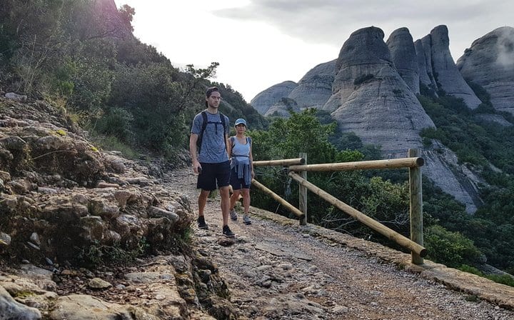 Hiking in the Natural Park of Montserrat.