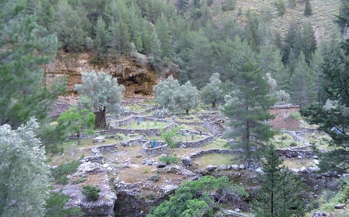 The village of Samaria lies inside the gorge.