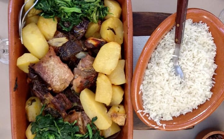 Traditional lunch after walking!