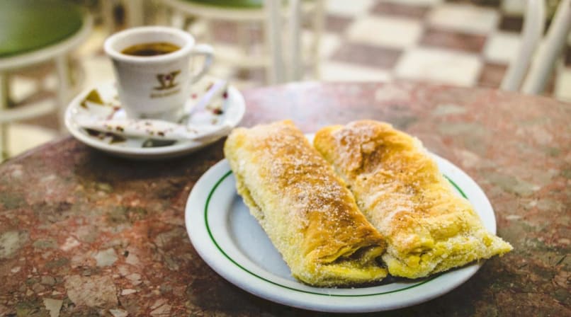 The famous travesseiros (pillows), which are light puff pastries that are turned, rolled, and folded seven times