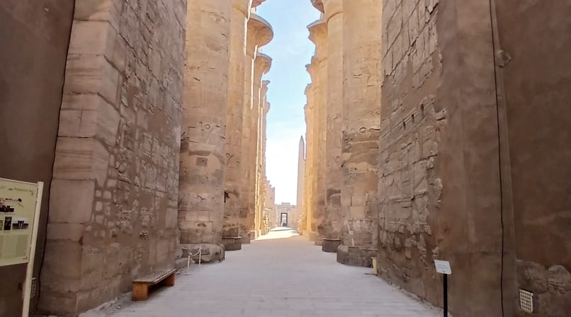 Ancient Egyptian temple with well-preserved hieroglyphs in Luxor.