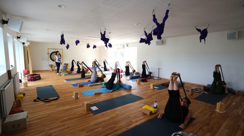 Yoga Group session in Akureyri Iceland
