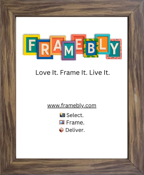 Natural Wood colour photo frame. Raw wood finish with grainy look. Flat front and side surface. Medium frame, ideal for candid pics on walls in lounge, bedroom, kid art/certs or gifting, best used for 5 to 8 inch size photo prints.