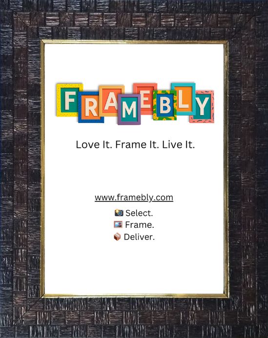 Deep espresso with soft variations with a Gold Inlay colour photo frame. Blocky, basket-weave tiled design. Textured front with a flat side profile. Thick frame for thoughtfully shot self, family and friends pictures for wall mounts and console tops, best used for 8 to 11 inch size photo prints.
