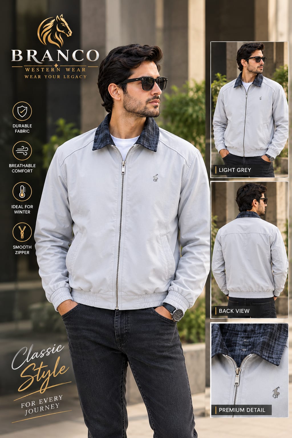 PLAID COLLER BOMBER