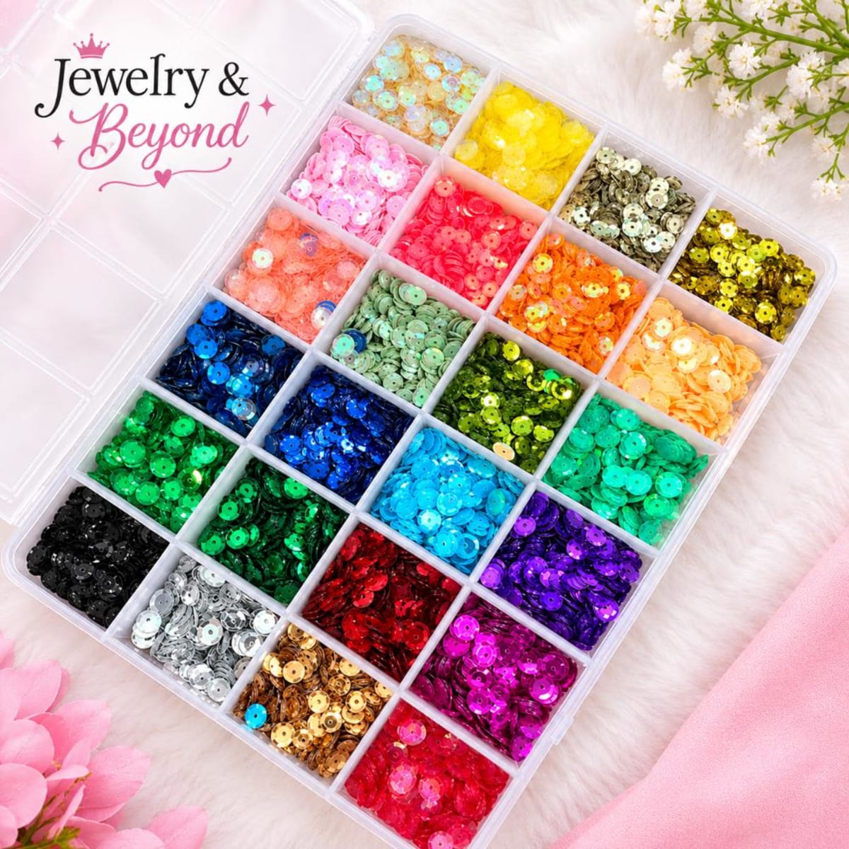 Premium 24-Grid Sequin Sequence Set – Round & Square Organizer Box