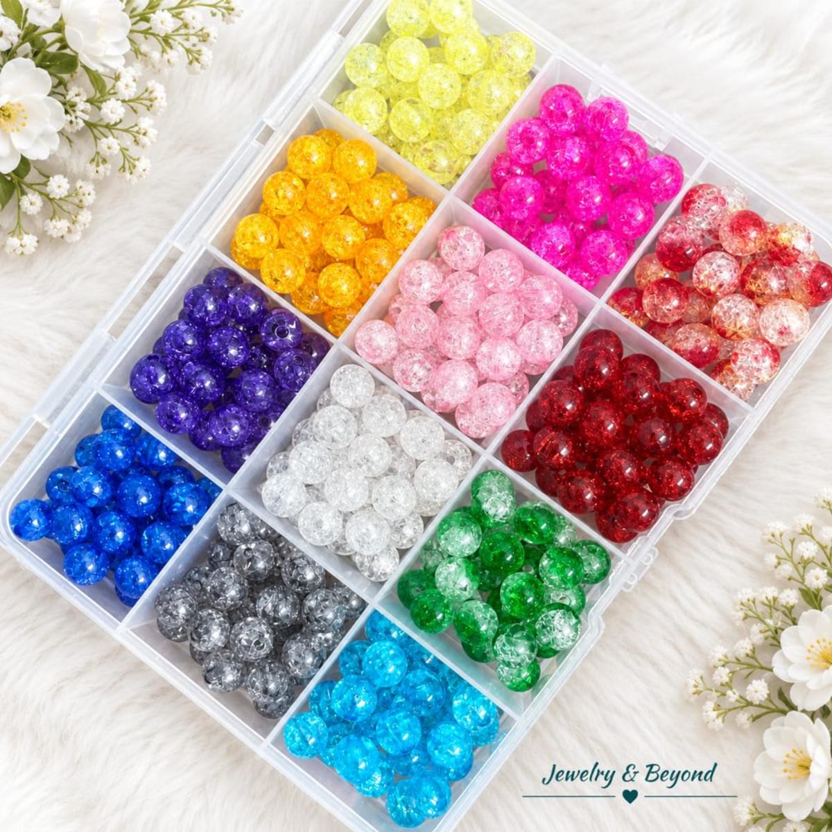 12-Color 8mm Round Beads Organizer Box