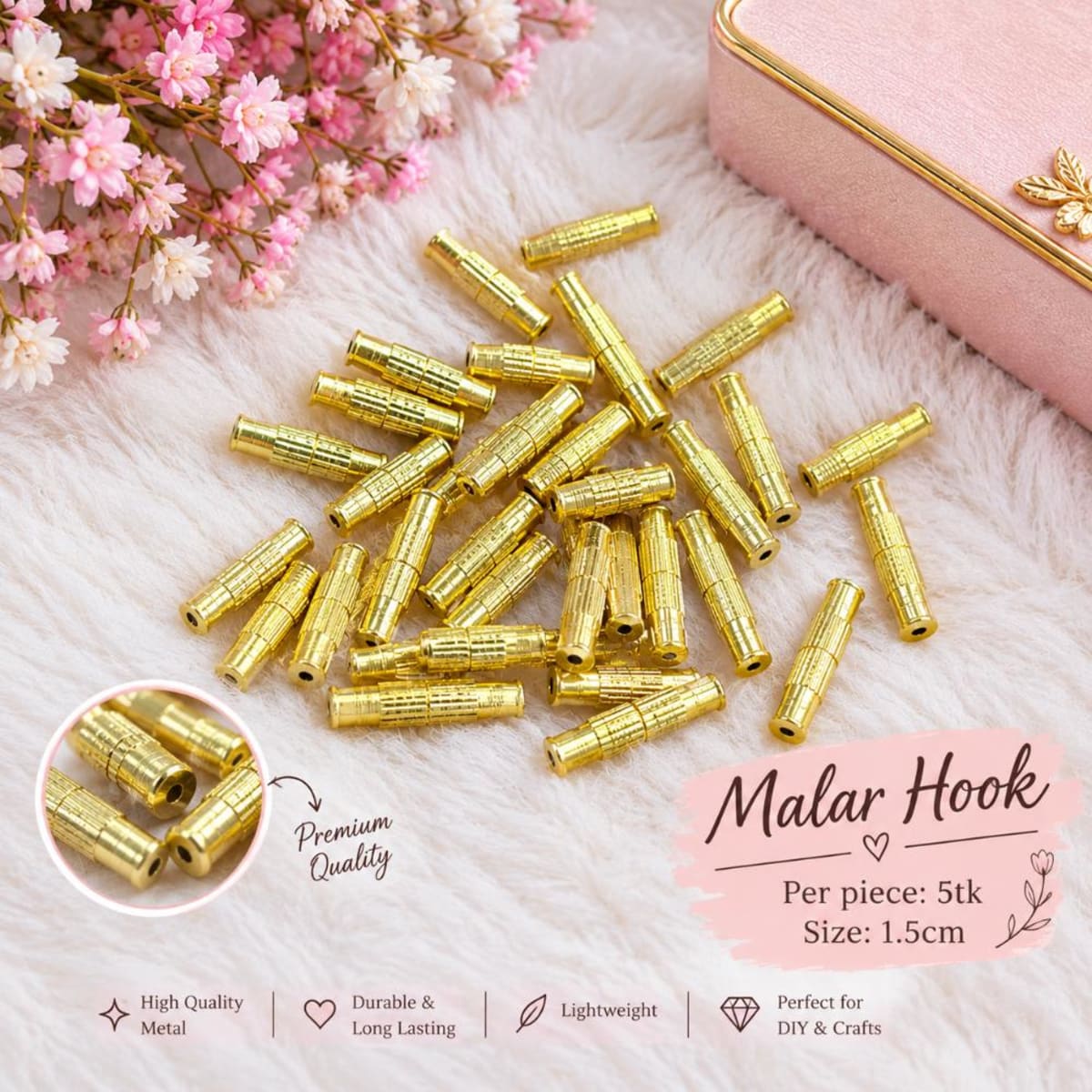Malar Hook (Golden) – Premium Jewellery Making Accessories