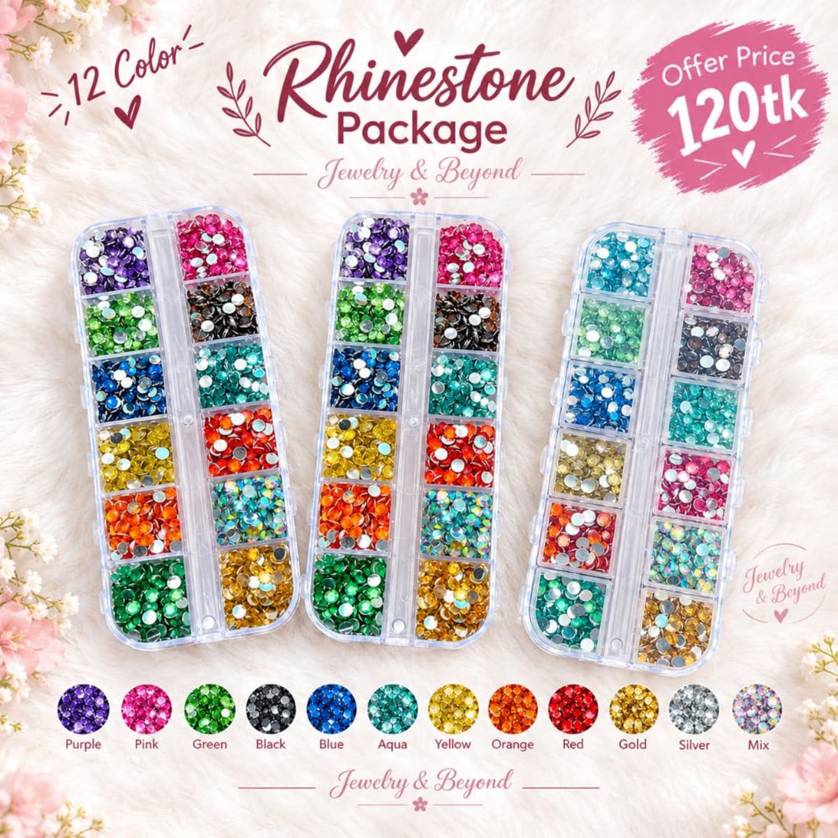 12-Color Rhinestone Organizer Box